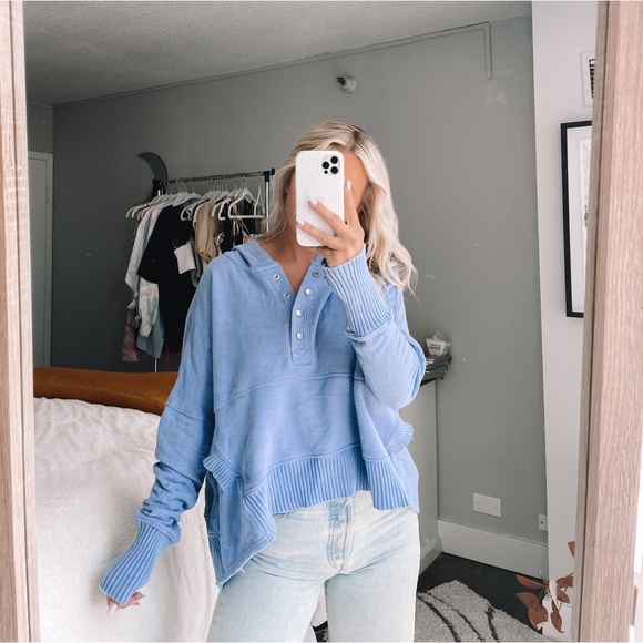 FREE PEOPLE Solid Honey Dove Pullover in African Violet S - Picture 4 of 6